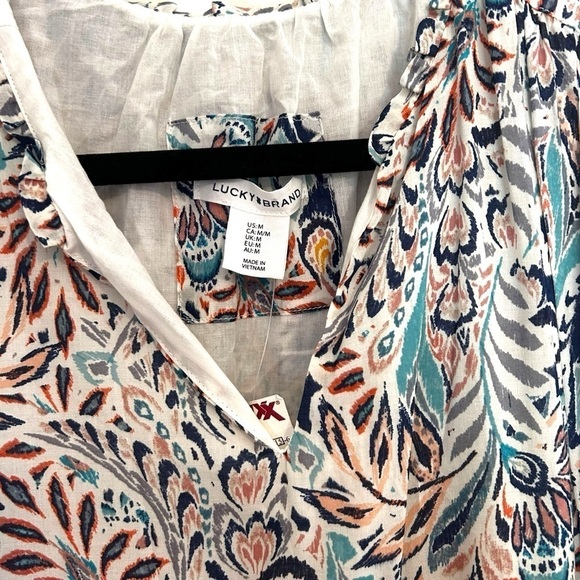 Lucky Brand Women's 3/4 Sleeve Blue Floral Paisley Print Midi Dress - Picture 7 of 10